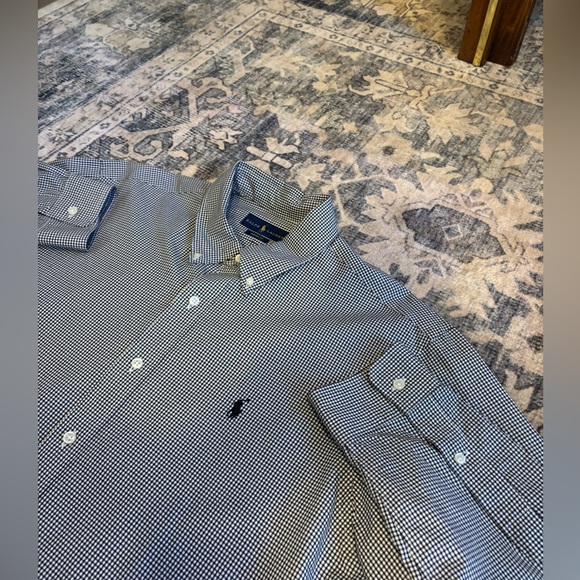 Polo Ralph Lauren Custom Fit Black White Gingham Check Button Down Shirt XL - Picture 1 of 6